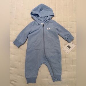 Nike Light Blue Kids Hooded Romper NWT